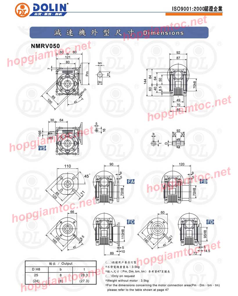 catalog Hộp số nmrv size 50