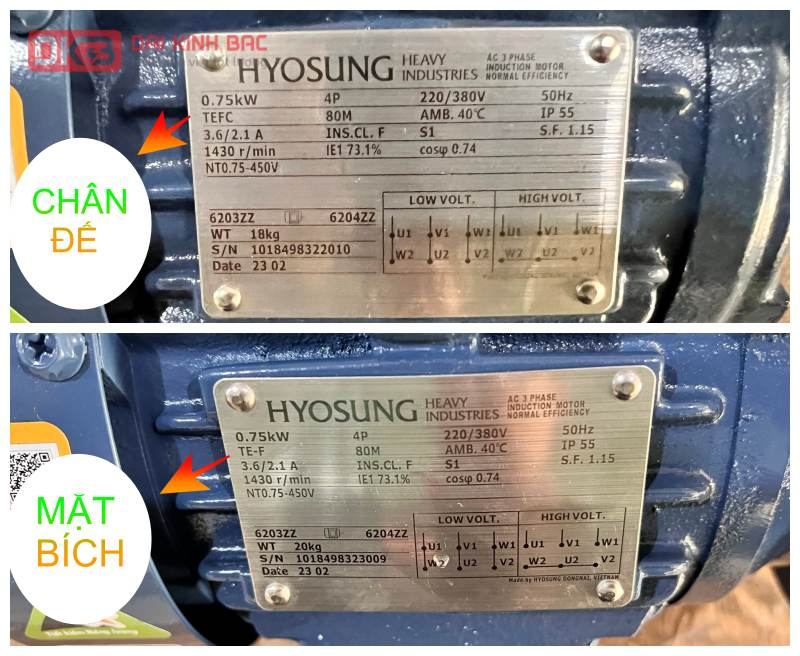 anhe tem motor điện 0,75Kw 4P hyosung