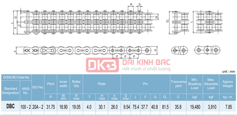 Xích Công Nghiệp DBC 100-2