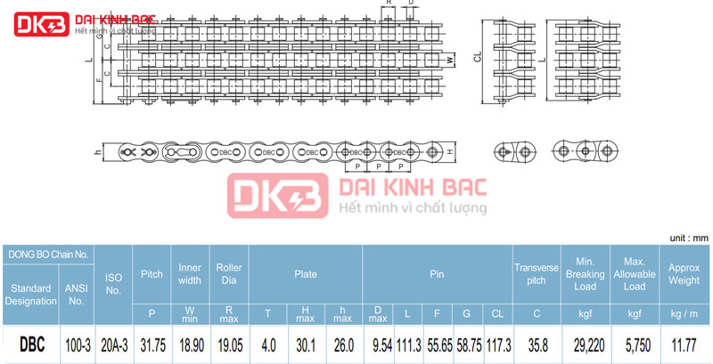 Xích Công Nghiệp DBC 100-3