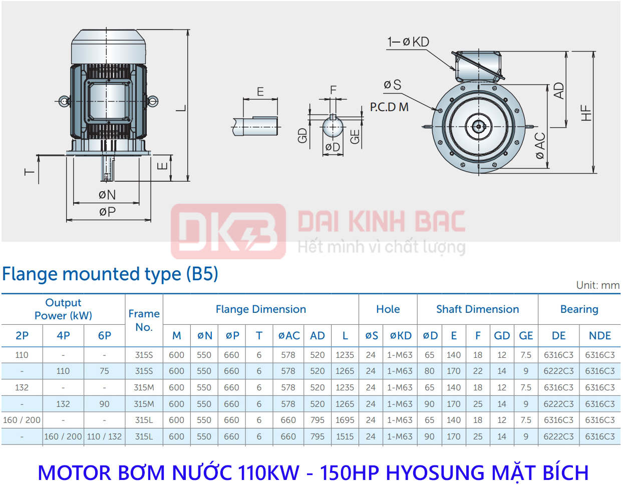 motor bom nuoc hyosung 110kw chan de