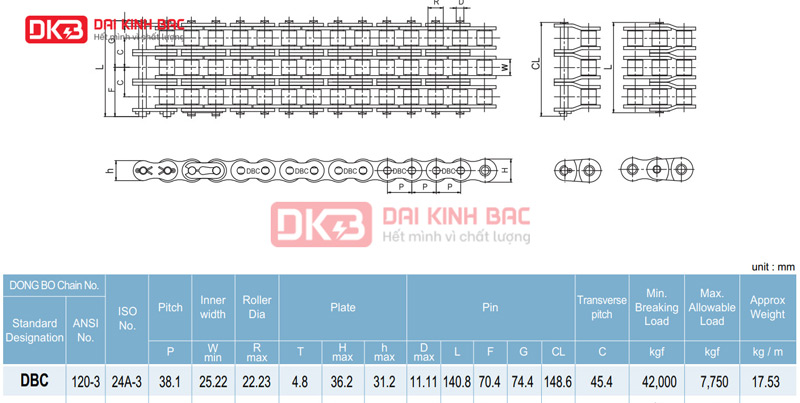 Xích Công Nghiệp DBC 120-3