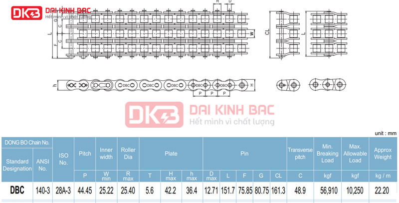 xích công nghiệp dbc 140-3