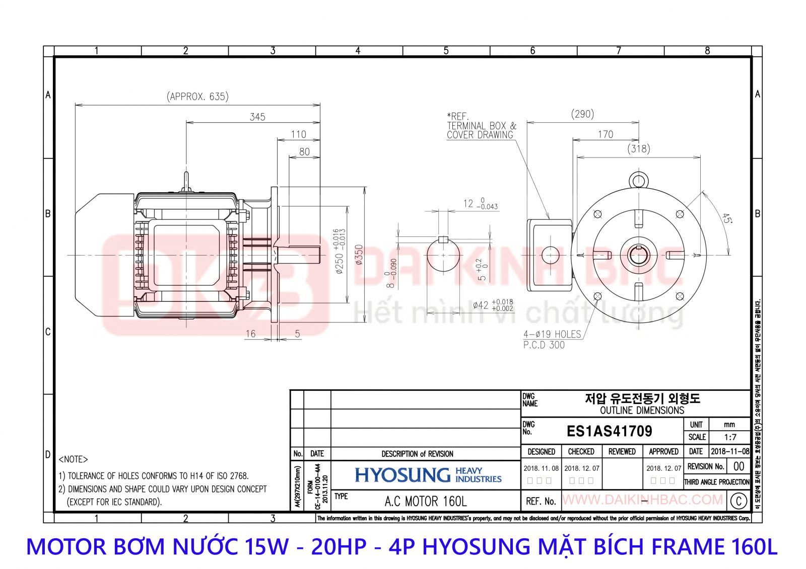 motor bom nuoc hyosung 15kw 4P mat bich