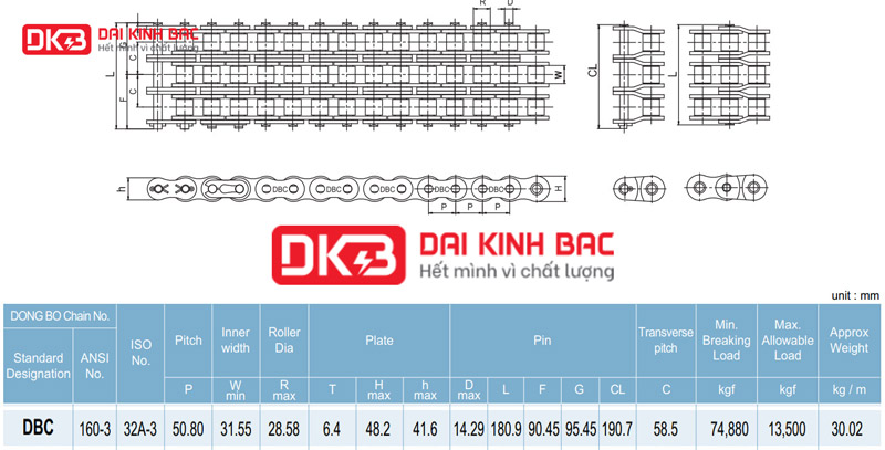 Xích công nghiệp DBC 160-3