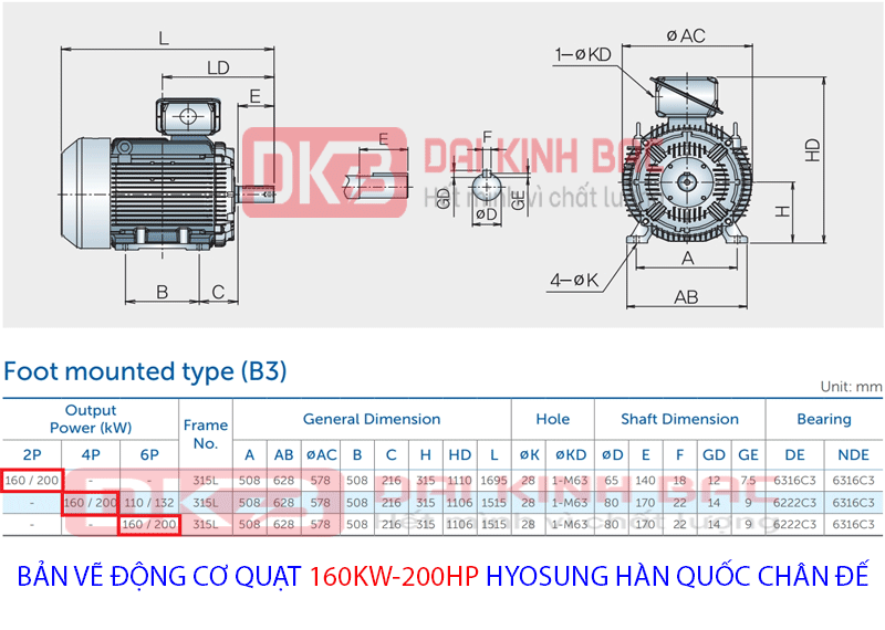 bản vẽ chi tiết chân đế động cơ hyosung hàn quốc 160KW