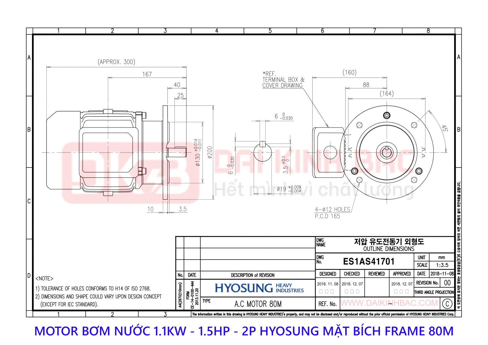 ban ve motor bom nuoc hyosung 1.1kw mat bich