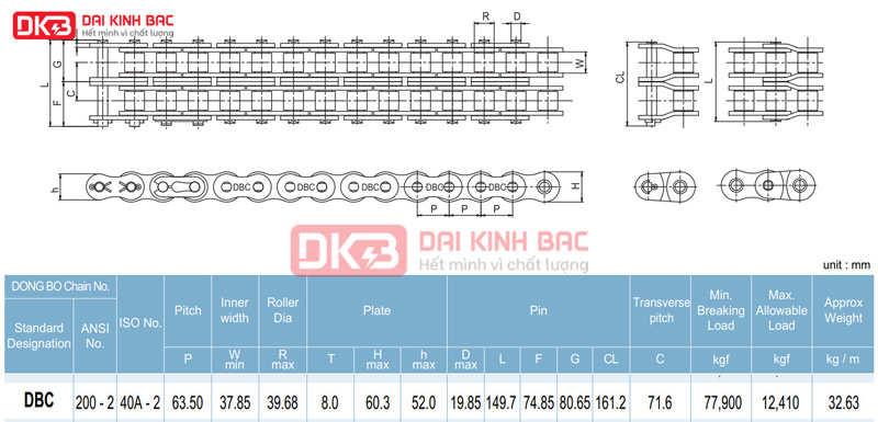 xích công nghiệp dbc 200-2