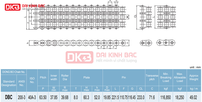 Xích Công Nghiệp DBC 200-3