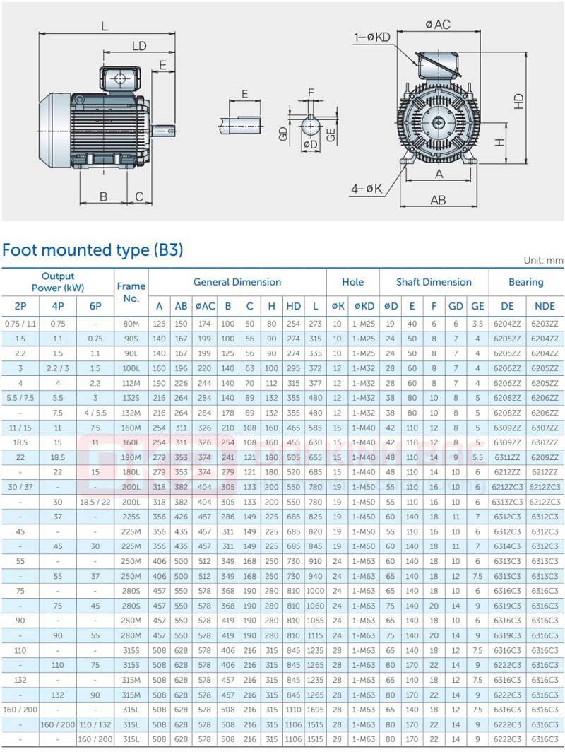 Motor Điện 3 Pha 22KW- 30HP 6P 6 Cực - Hyosung Hàn Quốc