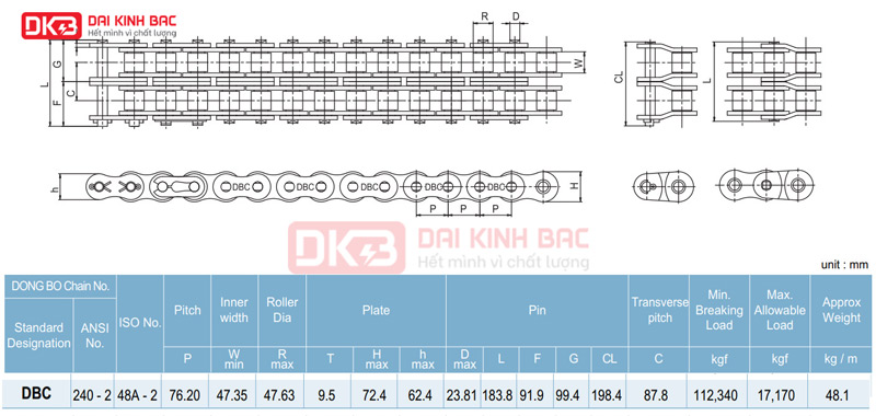 xích công nghiệp dbc 240-2