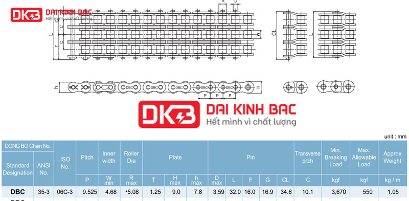 xích công nghiệp dbc 35-3