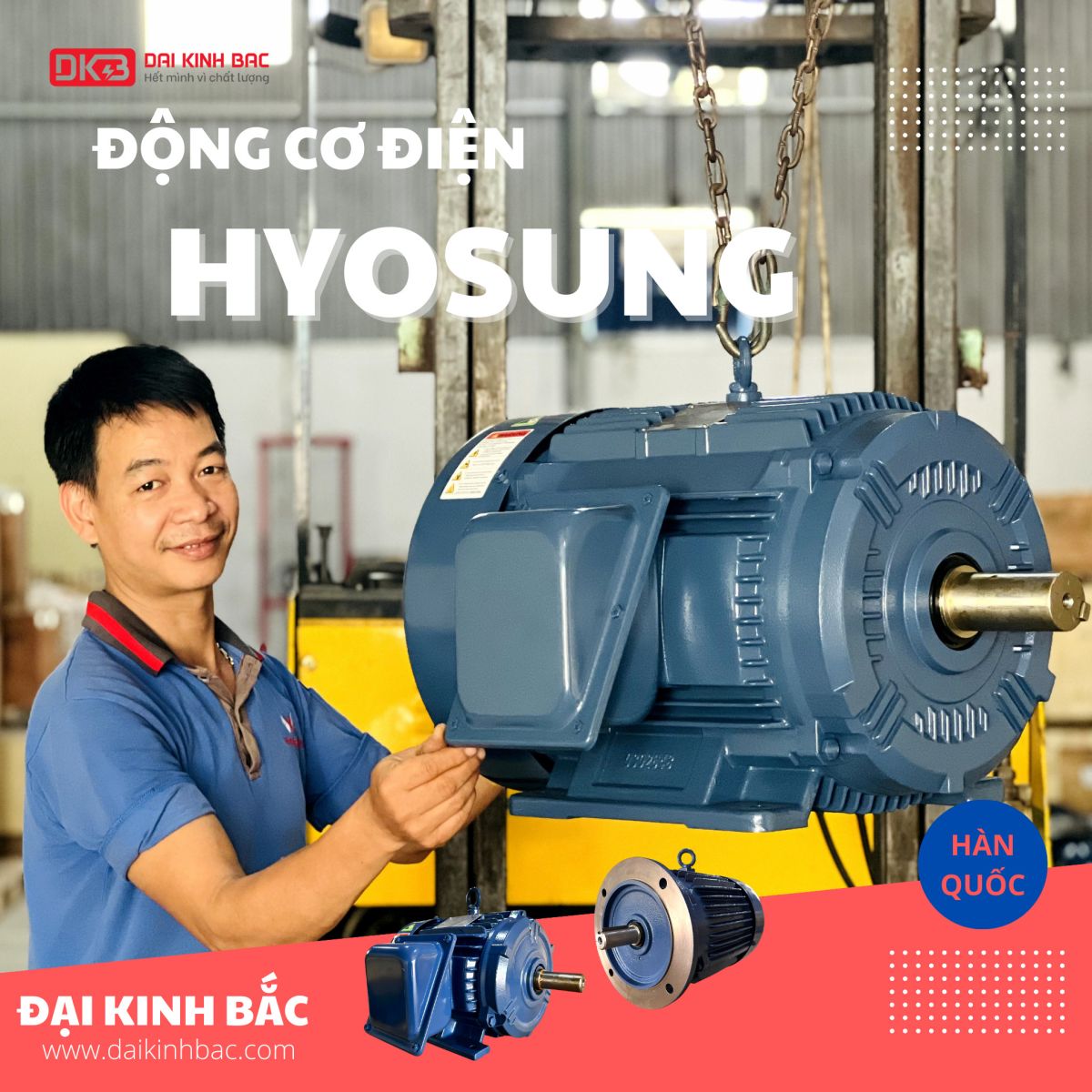 ảnh motor điện hyosung hàn quốc 3 pha 