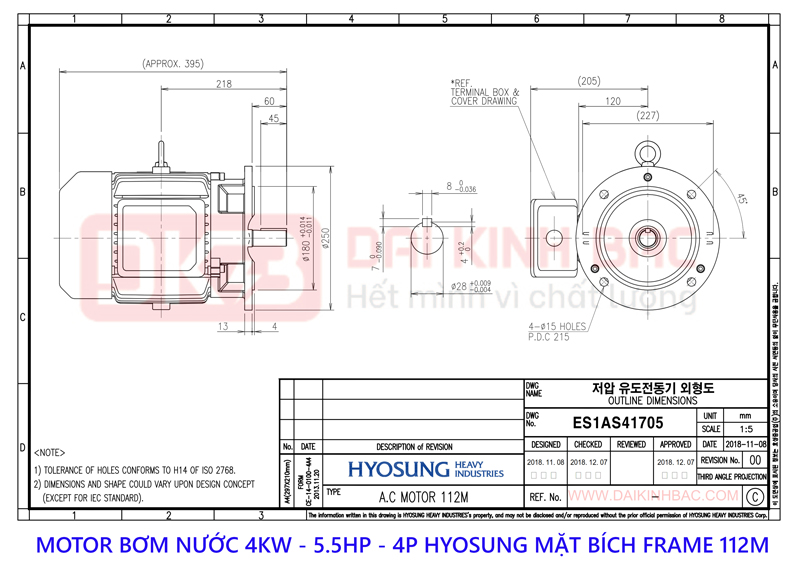 motor bom nuoc 4kw hyosung 4 P mat bich