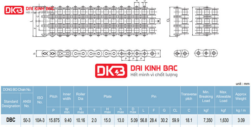 xích công nghiệp dbc 50-3