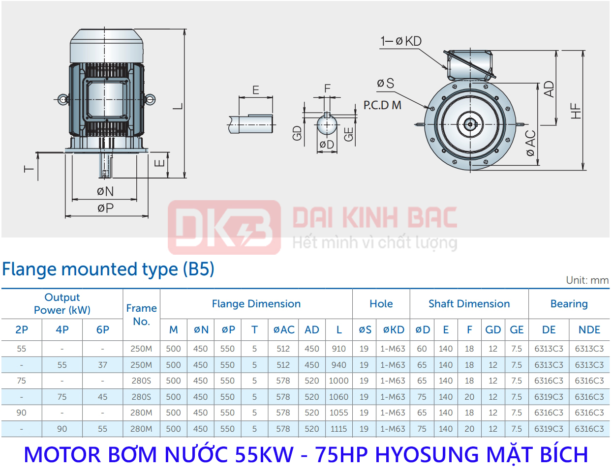 motor bom nuoc hyosung han quoc 55kw mat bich