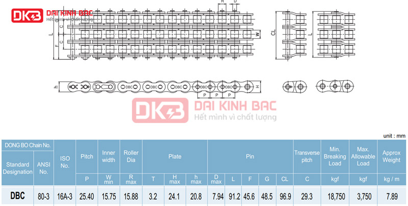 Xích Công Nghiệp DBC 80-3