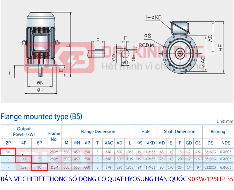 bản vẽ chi tiết động cơ hyosung hàn quốc 90kw