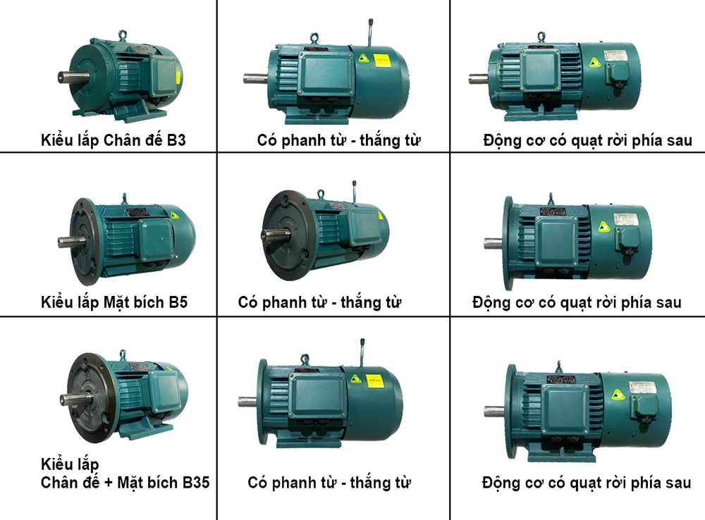 Các kiểu lắp của động cơ điện BGM chất liệu vỏ gang