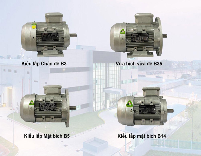 Các kiểu lắp motor điện BGM chất liệu vỏ nhôm