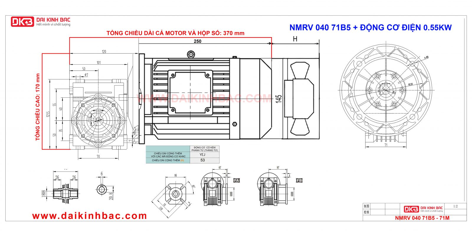 bản vẽ nmrv 040 với động cơ điện 0.55kw