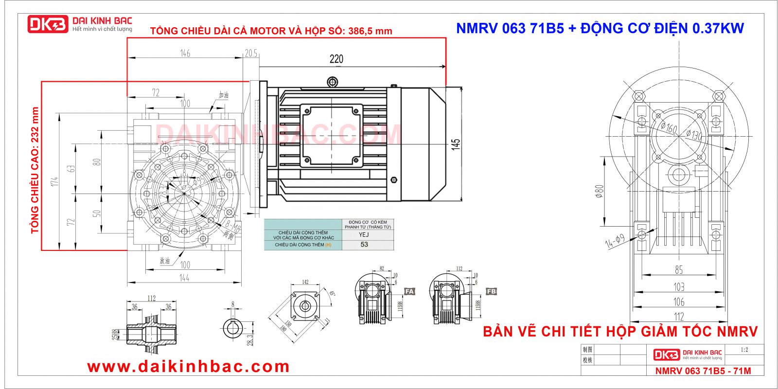 bản vẽ nmrv 063 bgm với động cơ điện 0.37KW