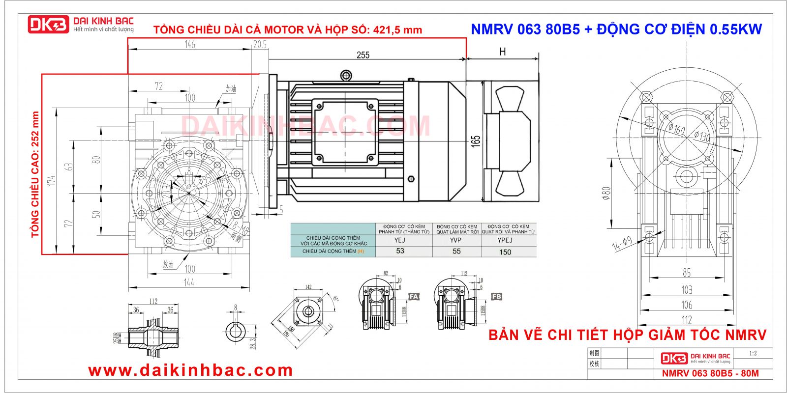 bản vẽ nmrv 063 với động cơ điện 0.55KW