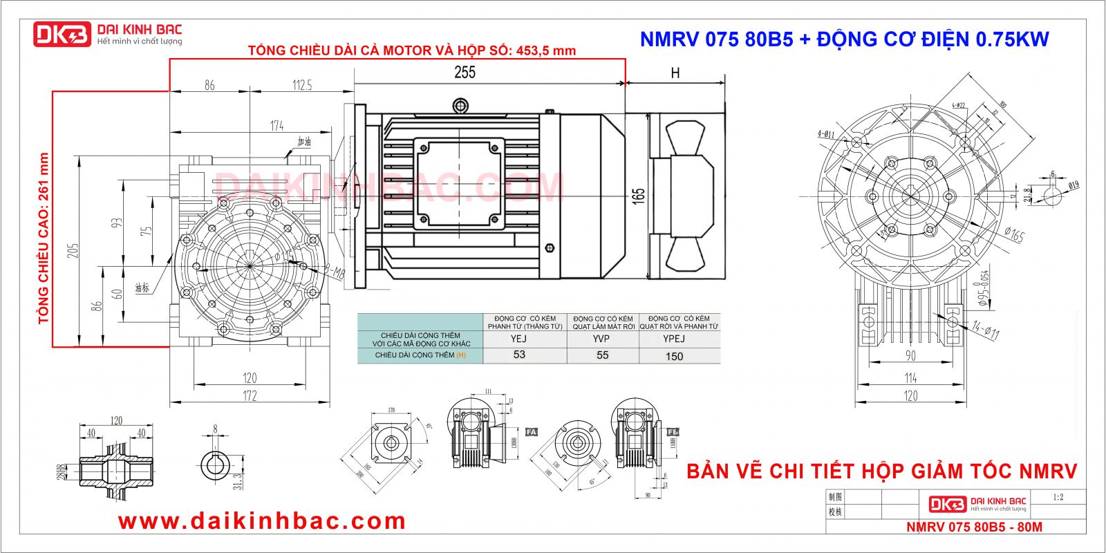 nmrv 075 bgm lắp động cơ 0.75kw 