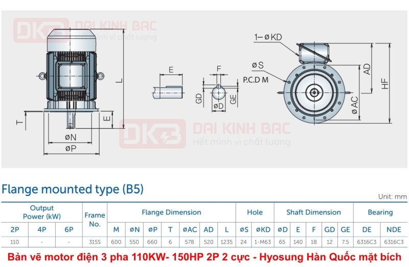 ban-ve-motor-dien-3-pha-110KW- 150HP-2p-2-cuc-hyosung-han-quoc-mat-bich