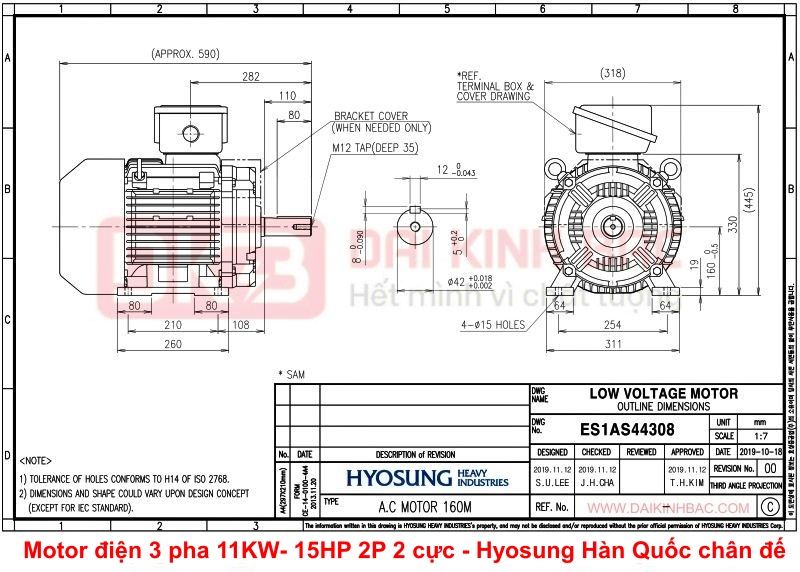 ban-ve-motor-dien-3-pha-11KW- 15HP-2p-2-cuc-hyosung-han-quoc-chan-de