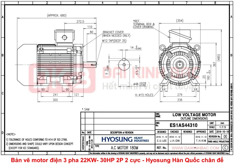 ban-ve-motor-dien-3-pha-22KW- 30HP-2p-2-cuc-hyosung-han-quoc-chan-de