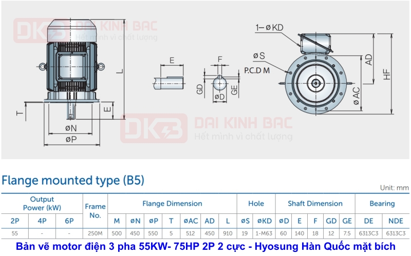 ban-ve-motor-dien-3-pha-55KW- 75HP-2p-2-cuc-hyosung-han-quoc-mat-bich