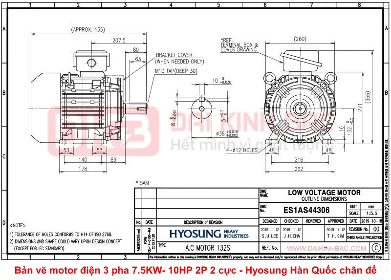 ban-ve-motor-dien-3-pha-7.5KW- 10HP-2p-2-cuc-hyosung-han-quoc-chan-de