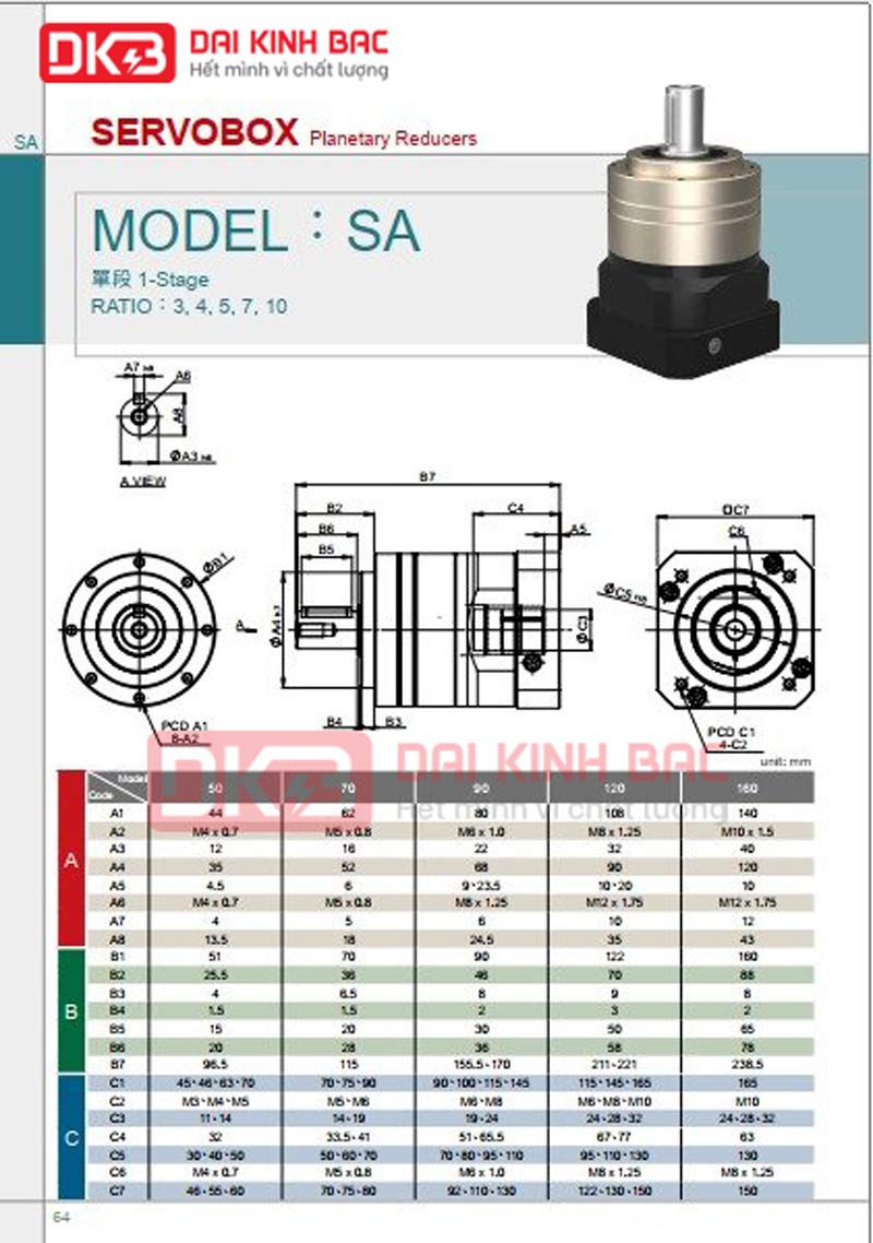 Hộp số giảm tốc hành tinh SA Liming