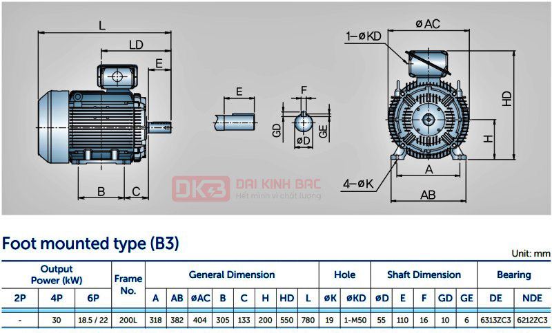 Motor Điện 3 Pha 30KW- 40HP 6P 6 Cực - Hyosung Hàn Quốc