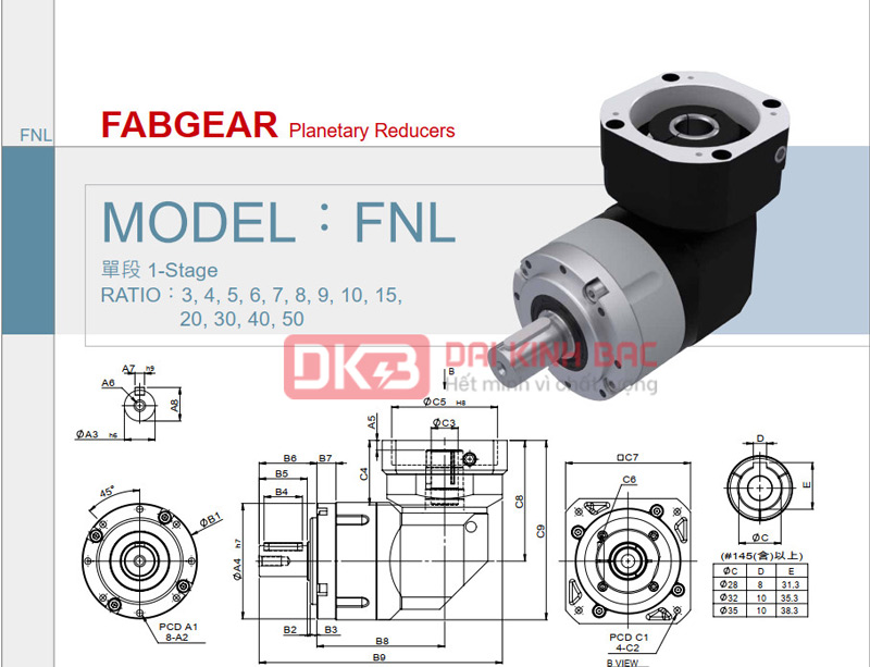 Hộp số giảm tốc hành tinh FNL Liming