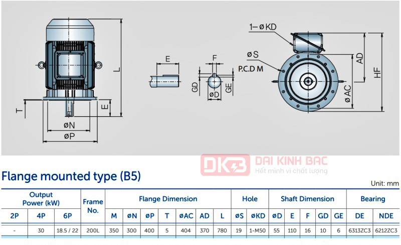 Motor Điện 3 Pha 30KW- 40HP 6P 6 Cực - Hyosung Hàn Quốc