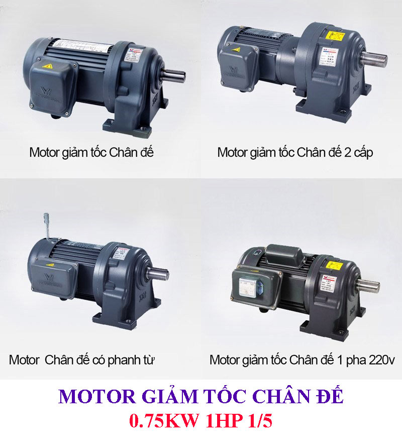 Motor giảm tốc 0.75Kw 1HP 1/5