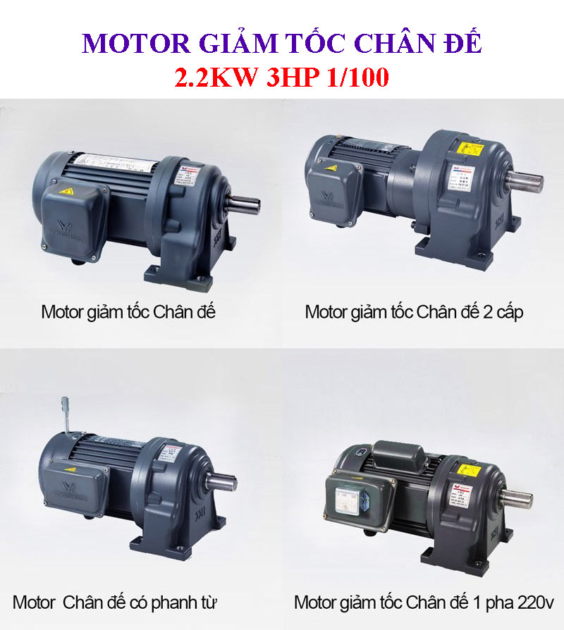 Motor giảm tốc chân đế 2.2Kw 3Hp 1/100