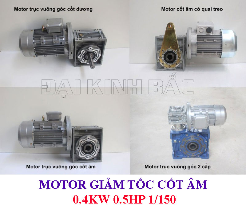 Motor giảm tốc cốt âm vuông góc 0.4kw 0.5hp 1/150