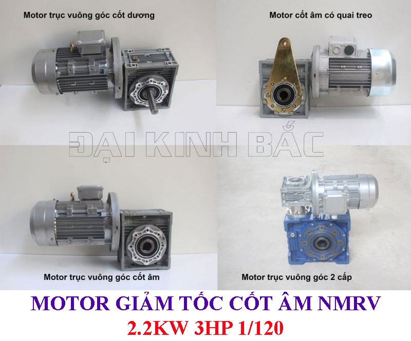 Motor giảm tốc cốt âm NMRV 2.2Kw 3Hp 1/120