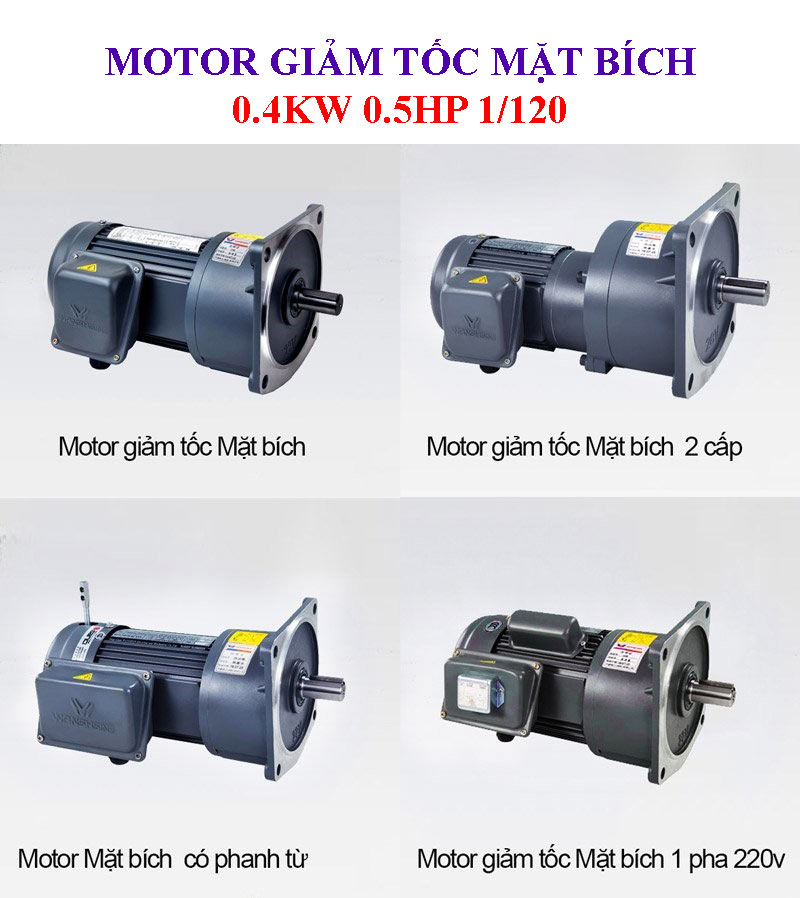 Motor giảm tốc mặt bích 0.4kw 0.5hp 1/120