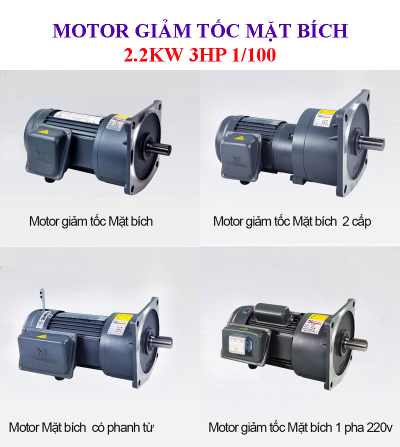 Motor giảm tốc mặt bích 2.2Kw 3Hp 1/100