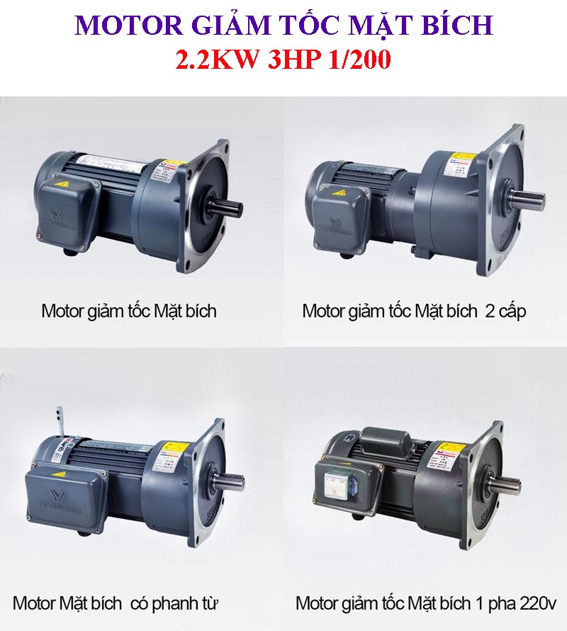 Motor giảm tốc mặt bích 2.2Kw 3Hp 1/200