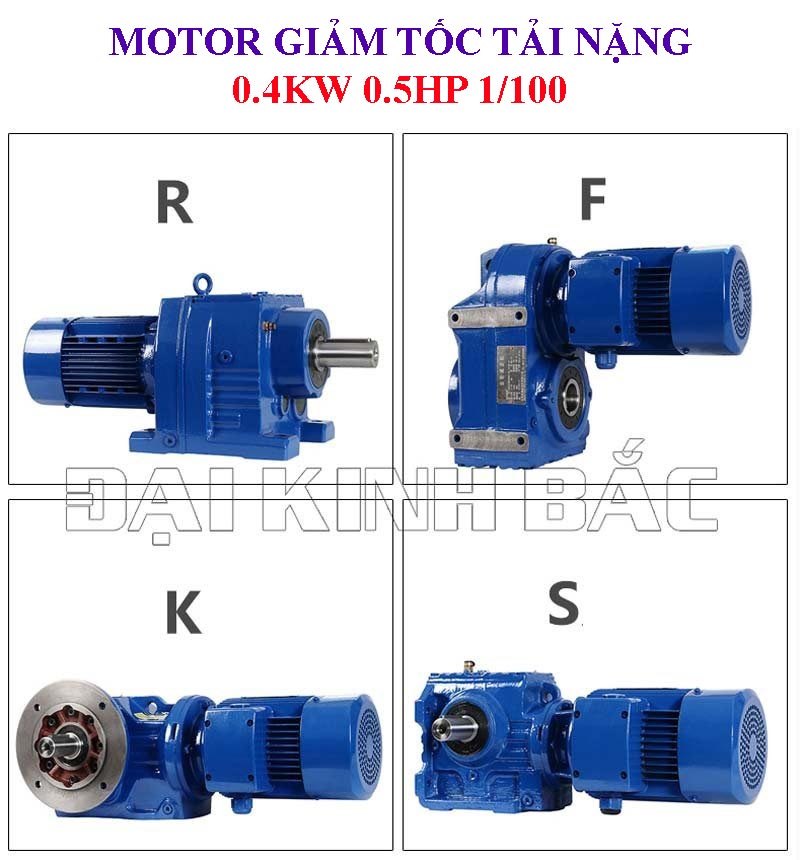 Motor giảm tốc tải nặng 0.4kw 0.5hp 1/100