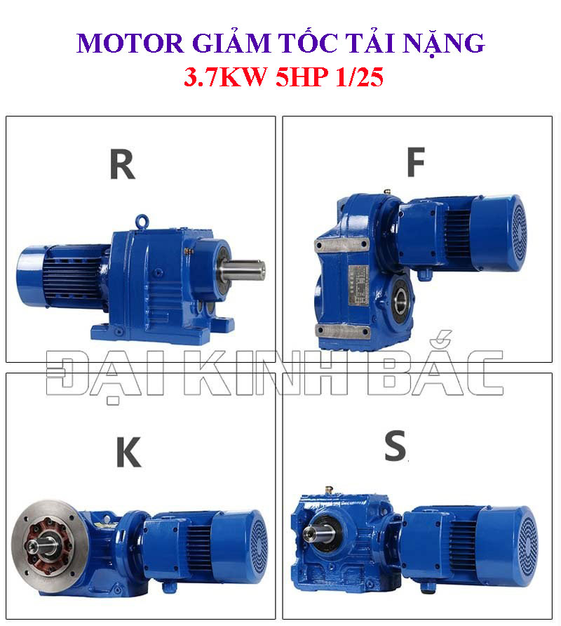 Motor giảm tốc tải nặng 3.7Kw 5Hp 1/25