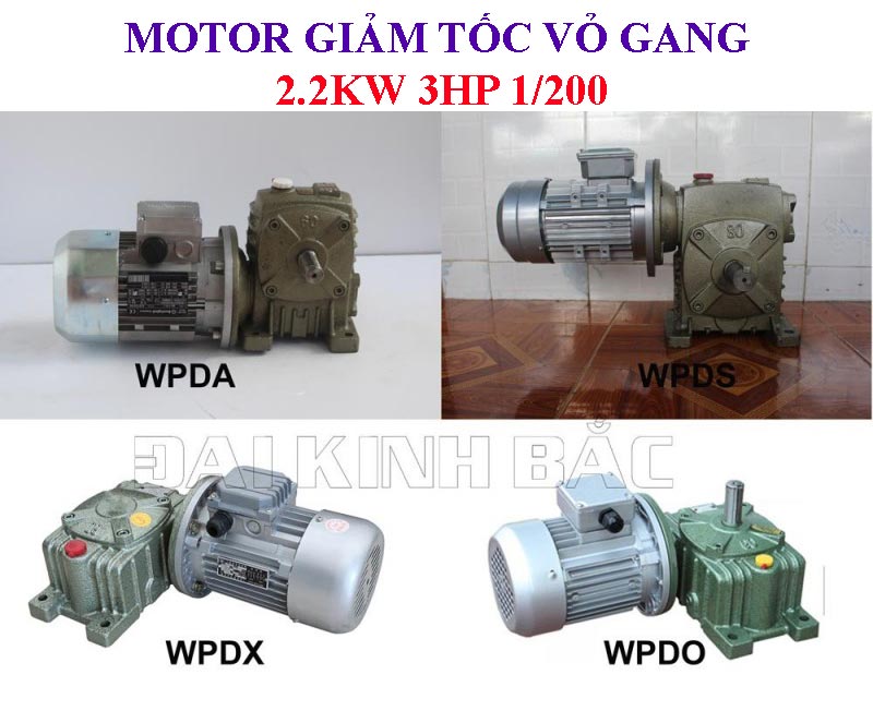 Motor giảm tốc vỏ gang 2.2Kw 3Hp 1/200