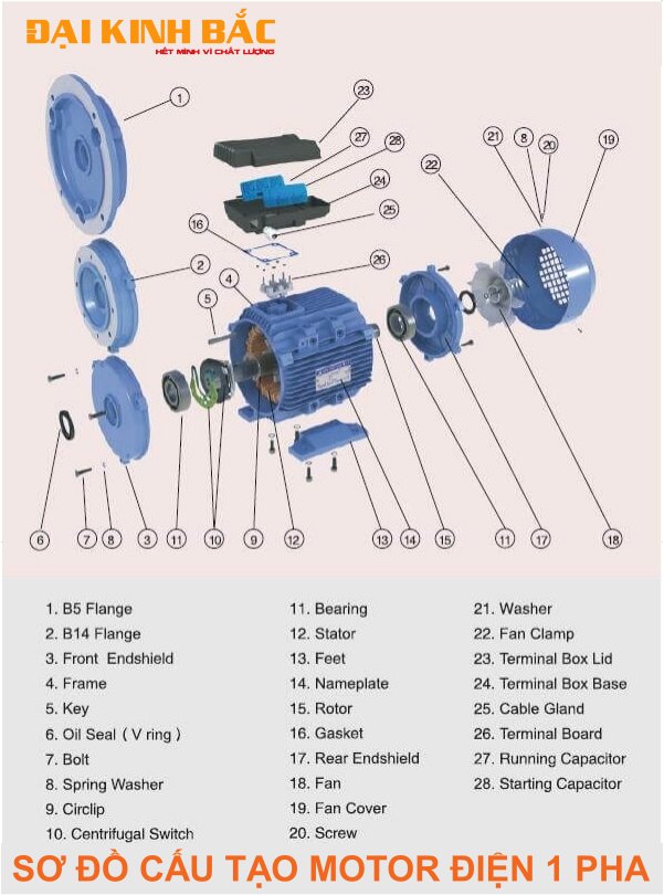 sơ đồ cấu tạo motor điện 1 pha 220 0.25kw
