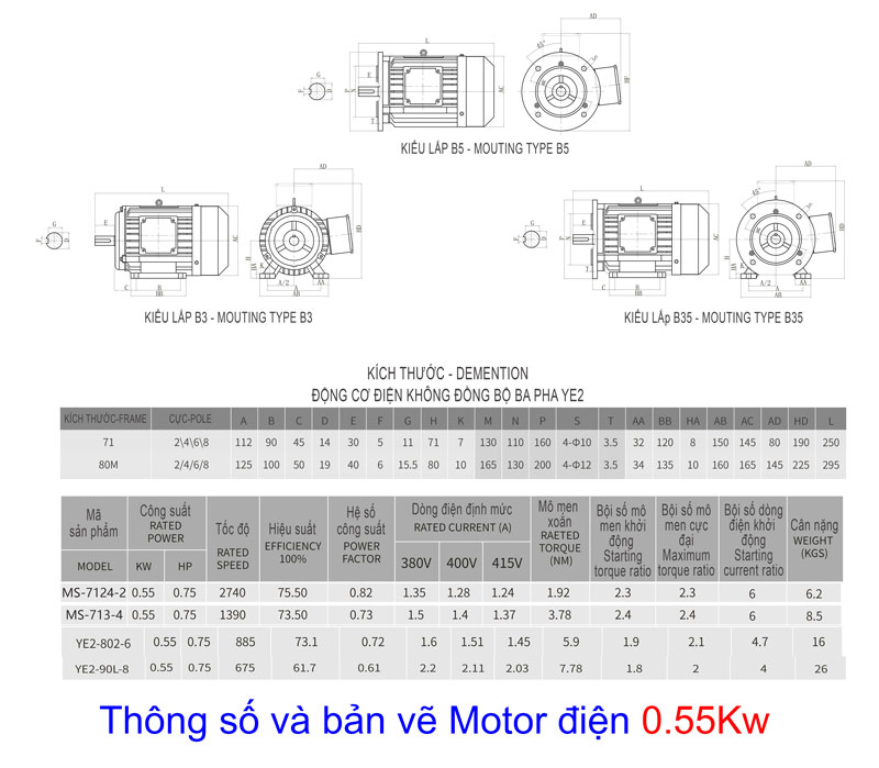 thong so ky thuat motor dien 055kw