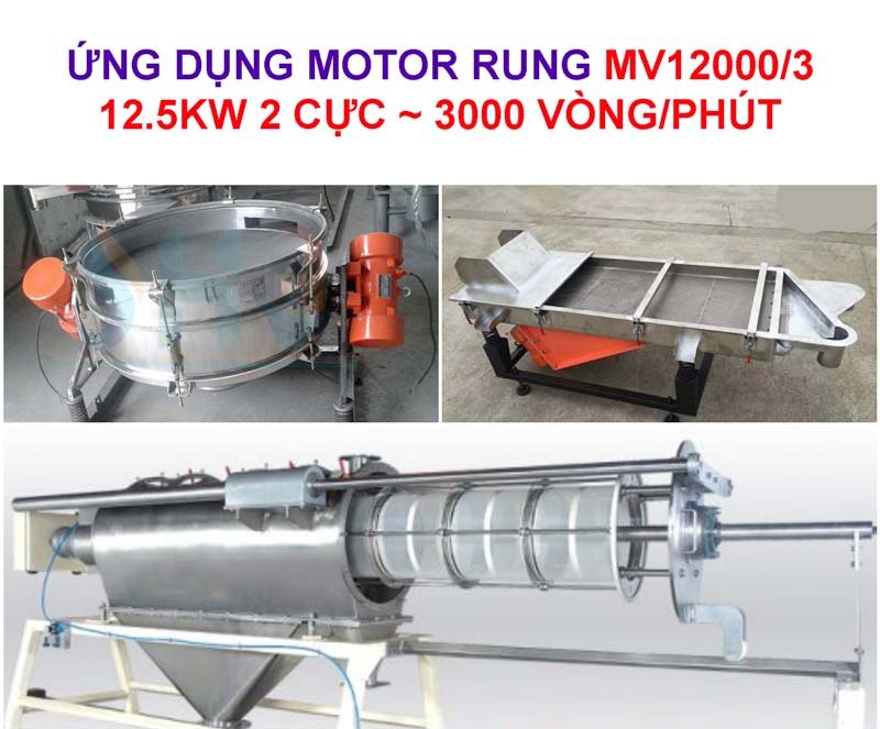 Ứng dụng motor rung MV12000/3 12.5Kw 2 cực